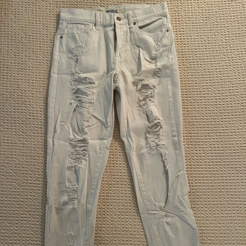 Brandy Melville white distressed jean